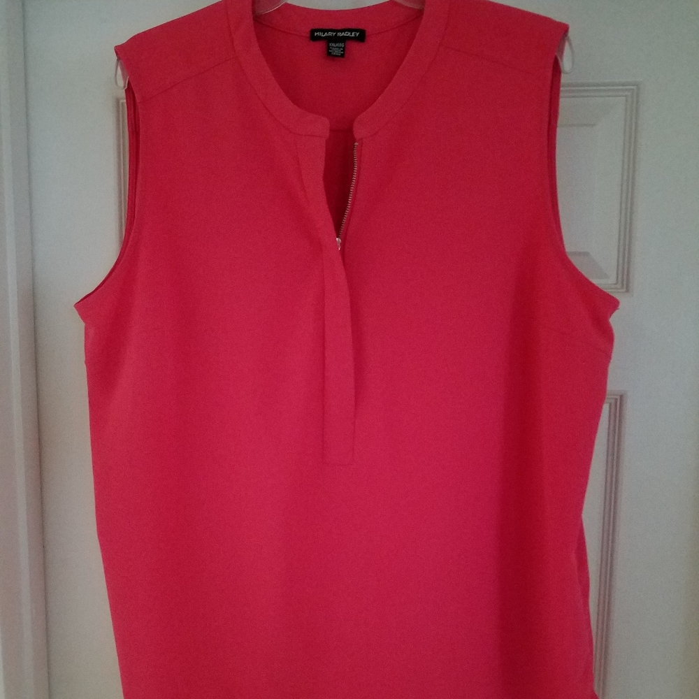Hilary Radley Women's Sleeveless Salmon 3/4 Zipper Front Top Size XXL